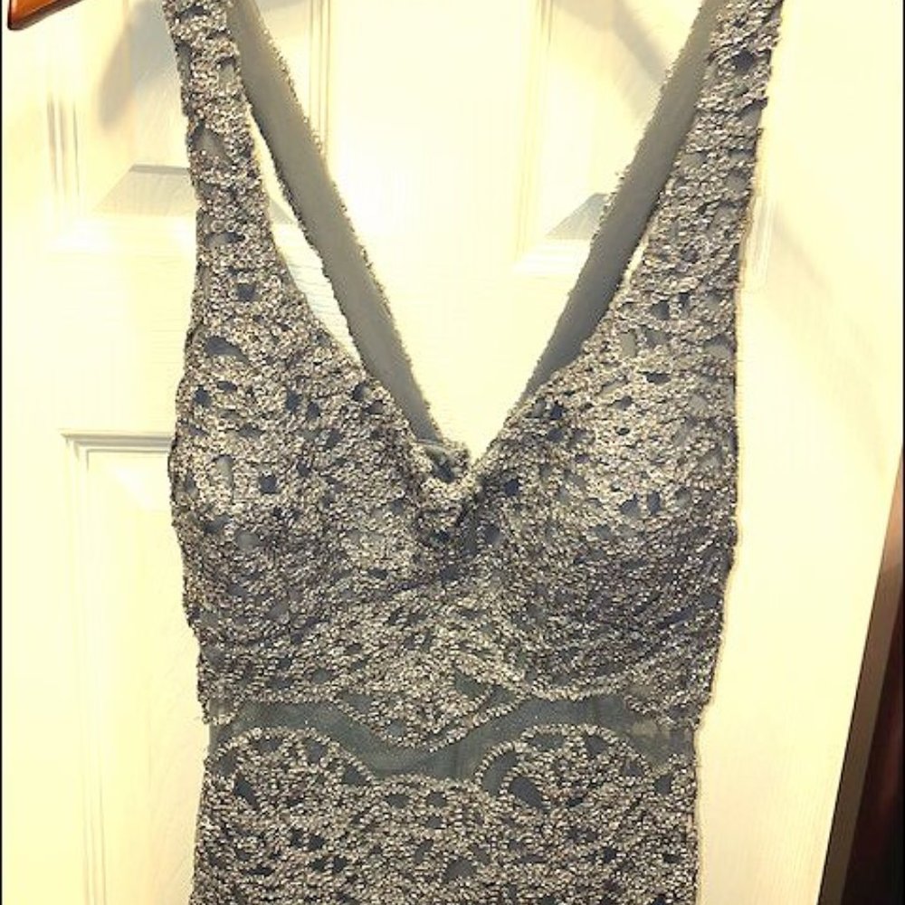 Silver/Grey Sparkly Evening Gown 11/12